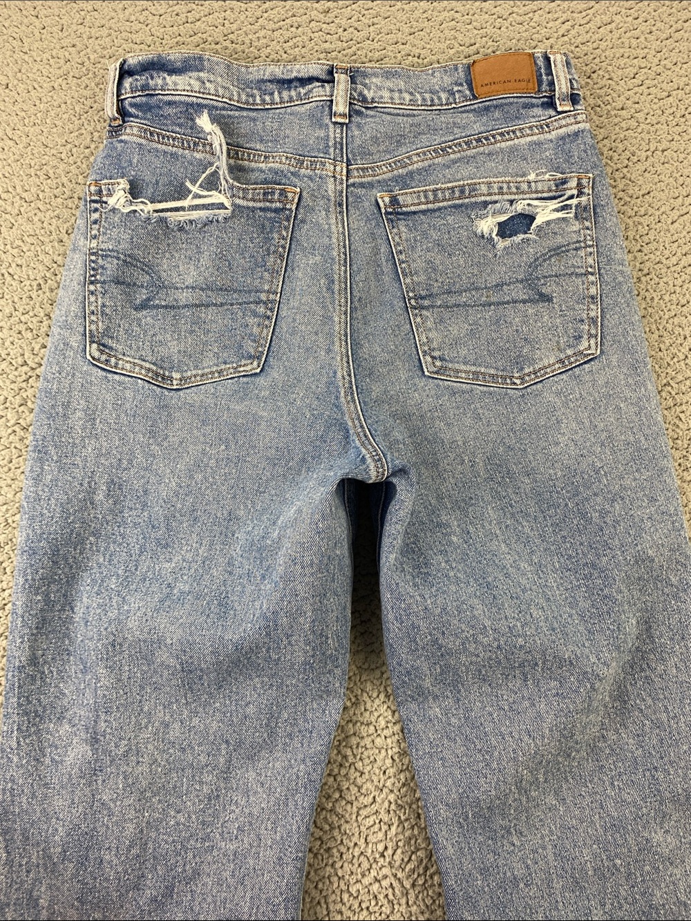 American Eagle Highest Rise Baggy Straight Destroyed Jeans Size: 8 Regular - Picture 11 of 16